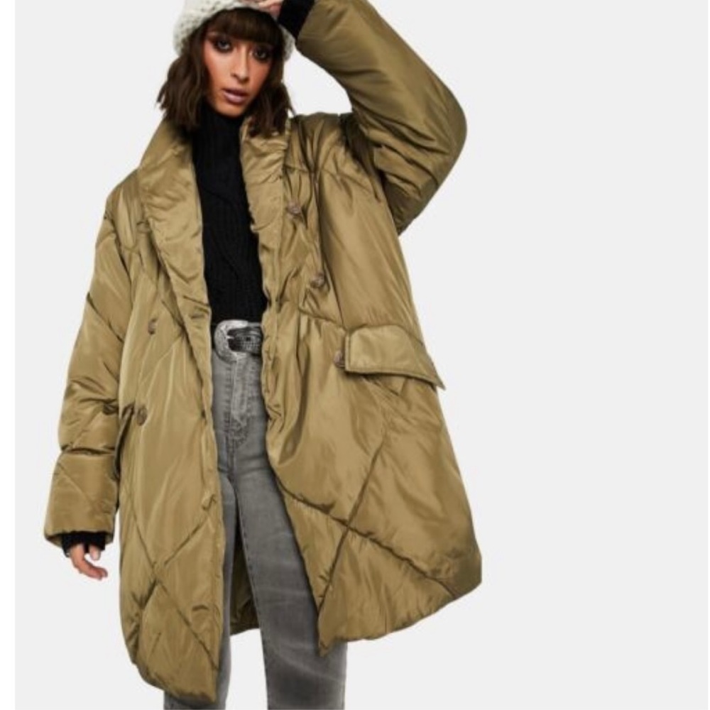Free People - Ella Olive Green Quilted Puffer Jacket / S